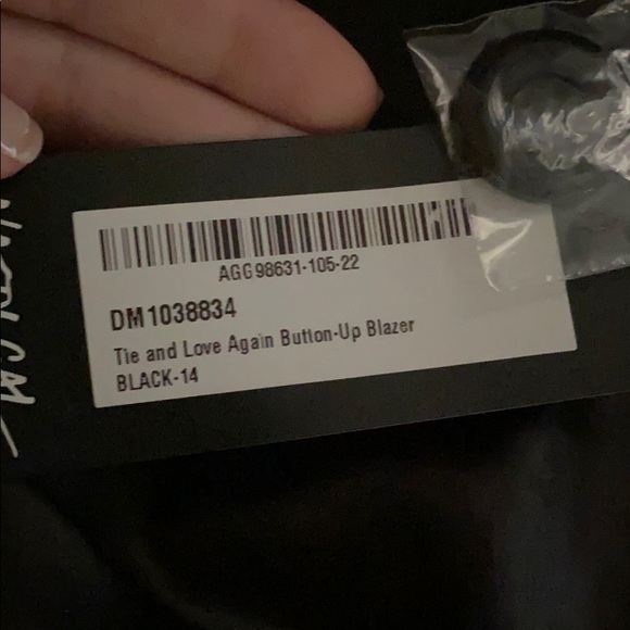 nastygal black tie sleeve blazer jacket - Picture 4 of 7